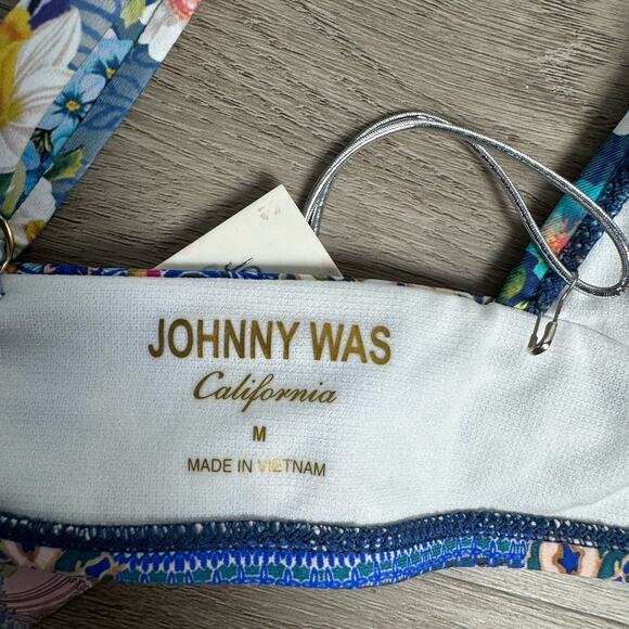 Johnny Was Sunset Bikini Top Floral Print Banded Underbust V-neck Size M - Picture 4 of 6